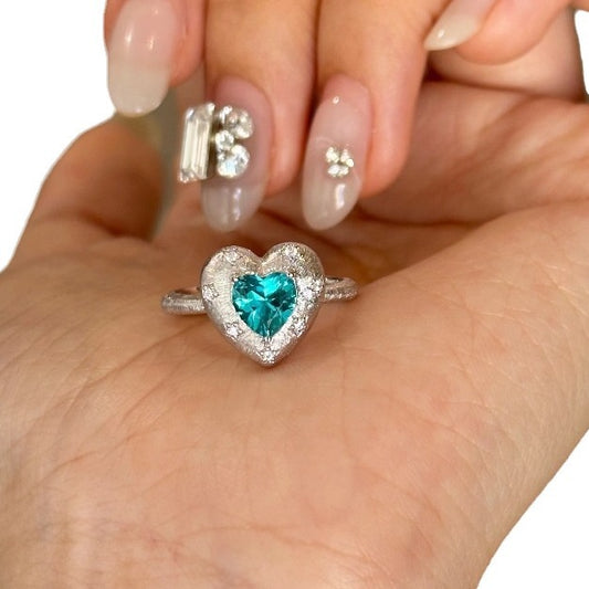 Pallai Ba Zircon Love Ring Necklace Earrings Set