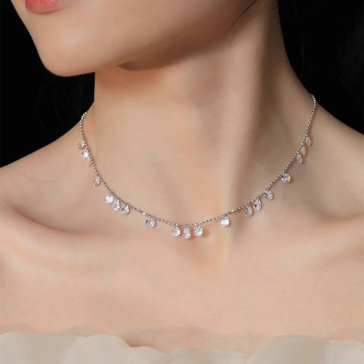S925 sterling silver gypsophila necklace