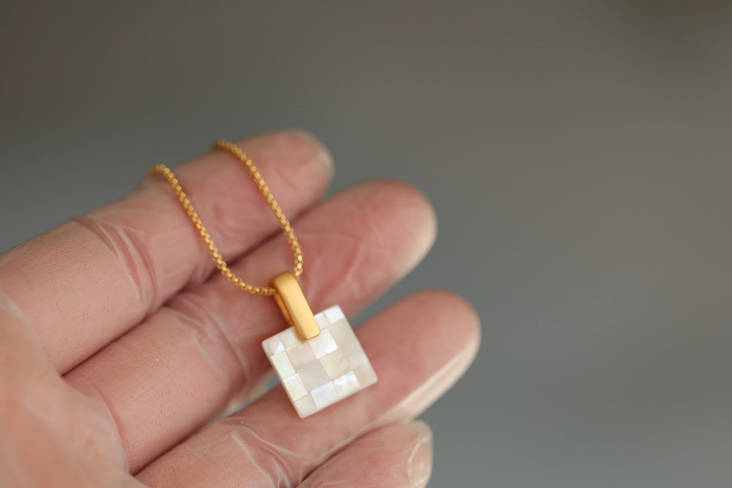 S925 silver needle high-quality stitching white shell necklace earrings set