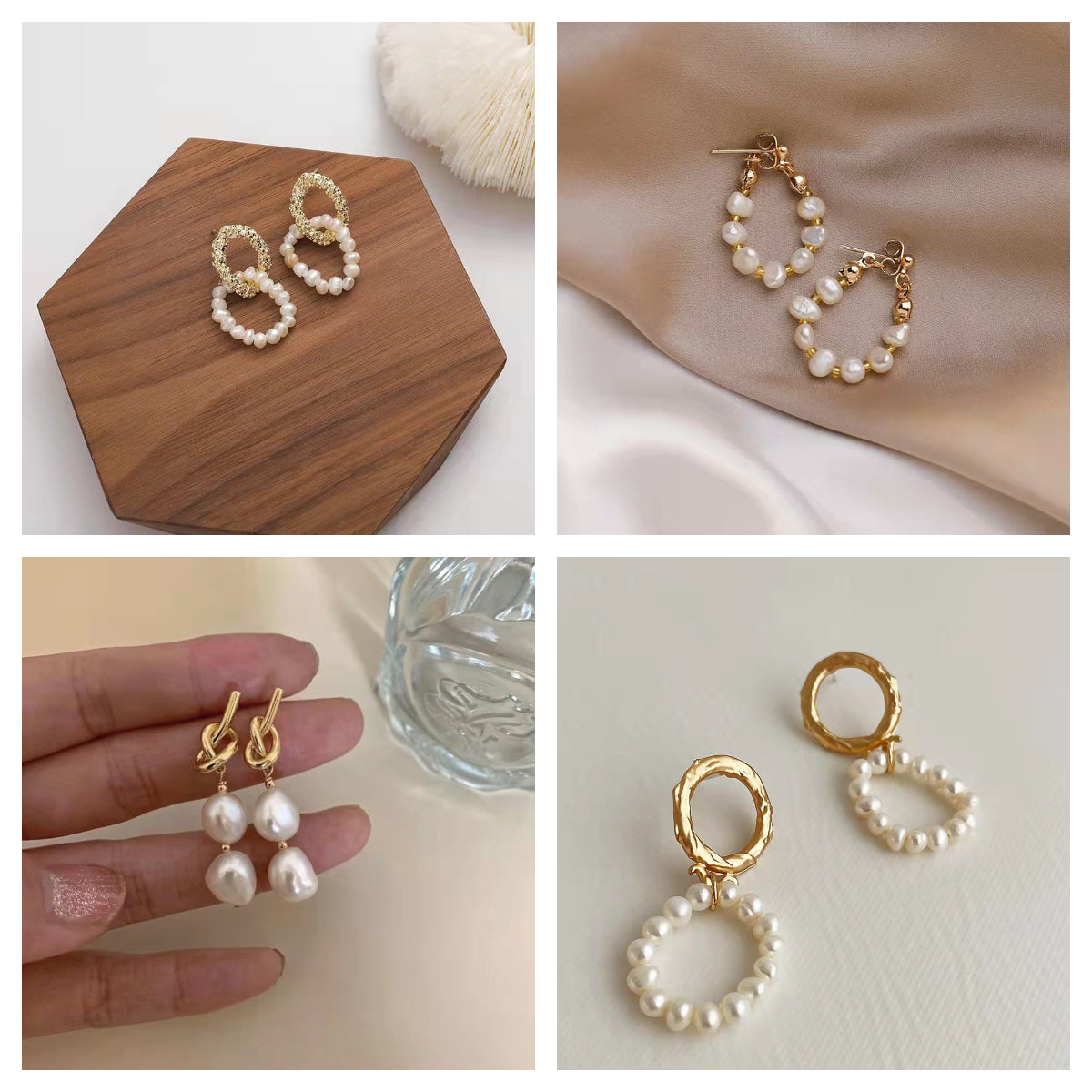 Natural freshwater pearl earrings S925 silver needle baroque irregular