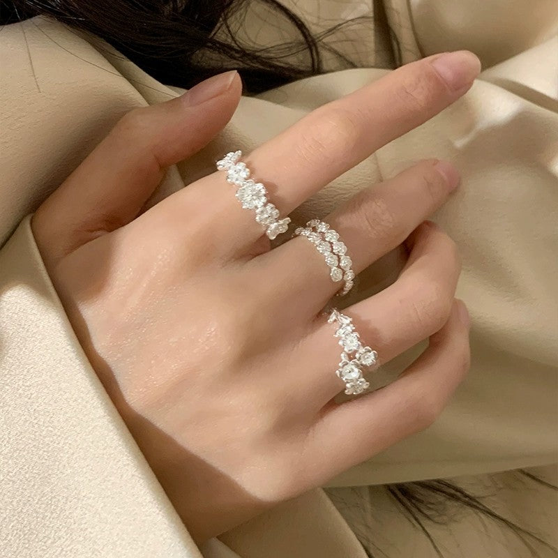 S925 sterling silver flower ring