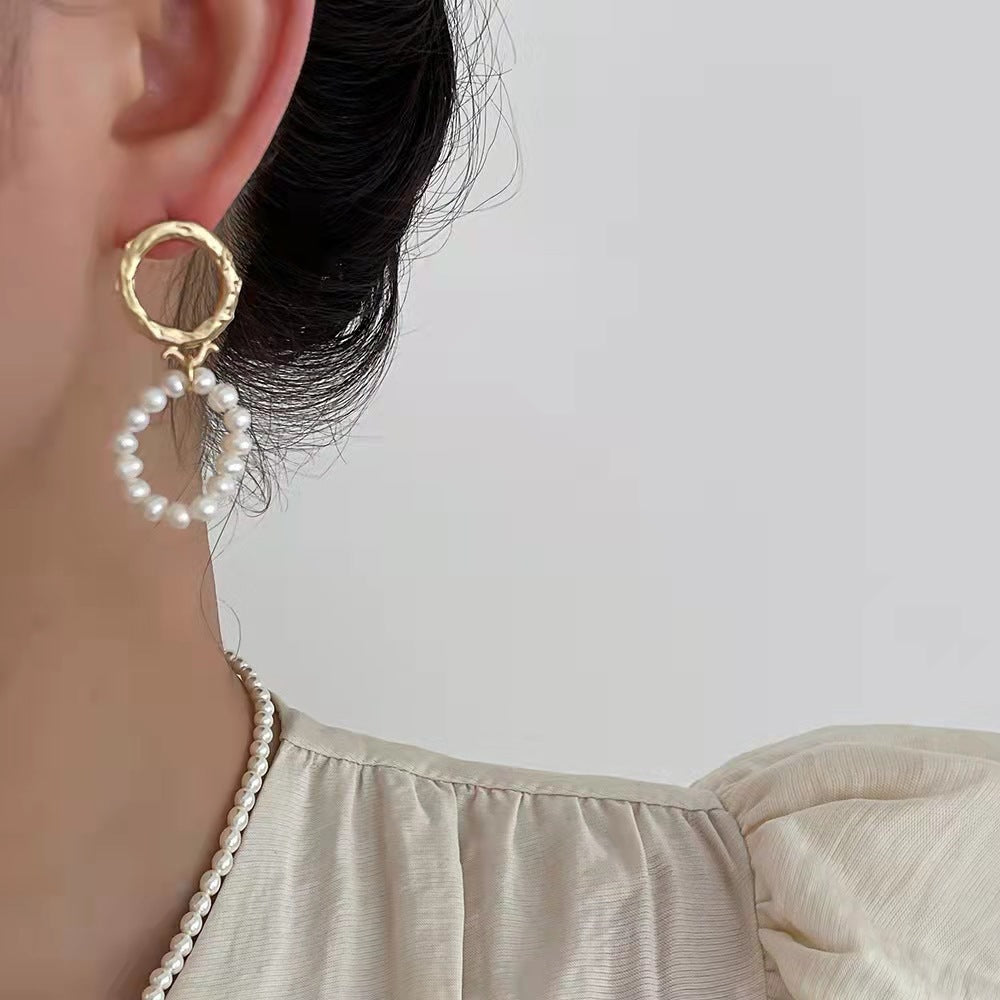 Natural freshwater pearl earrings S925 silver needle baroque irregular