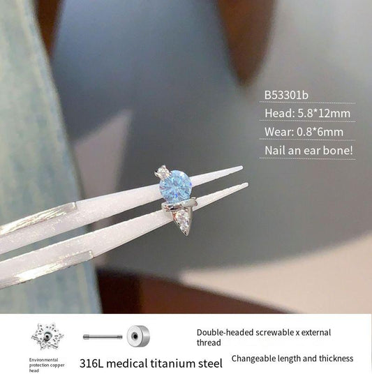 316L titanium steel ice cream zircon earrings plated with gold are not allergic