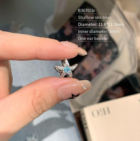 Blue starfish shell earrings