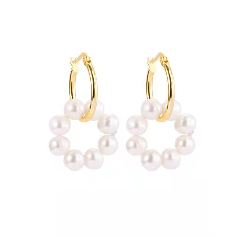 Natural freshwater pearl earrings S925 silver needle baroque irregular