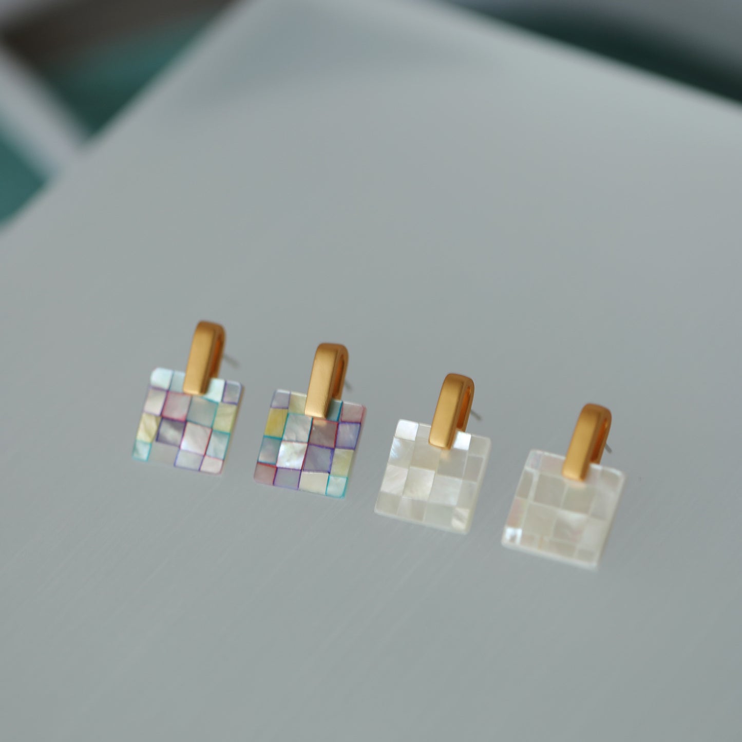 S925 silver needle high-quality stitching white shell necklace earrings set