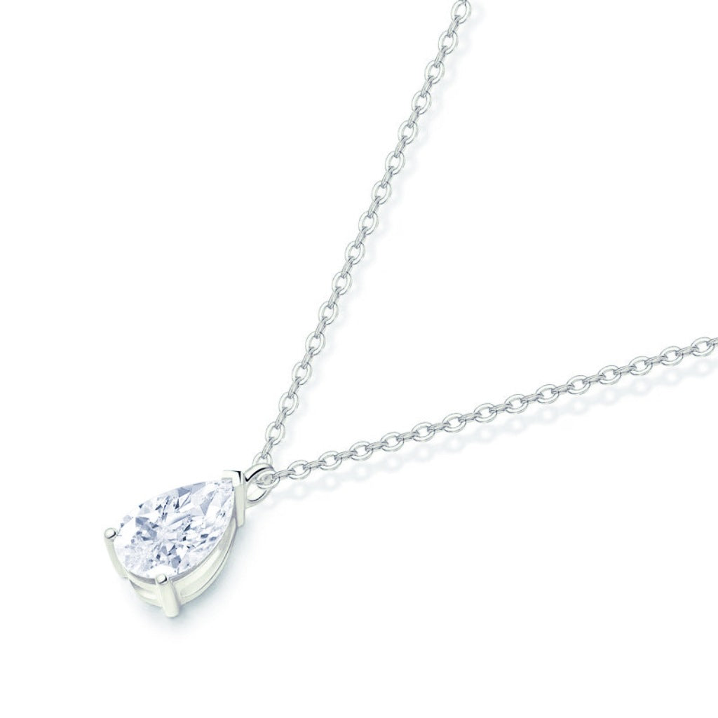 Sterling silver drops of love Mosan stone necklace one carat and two carats