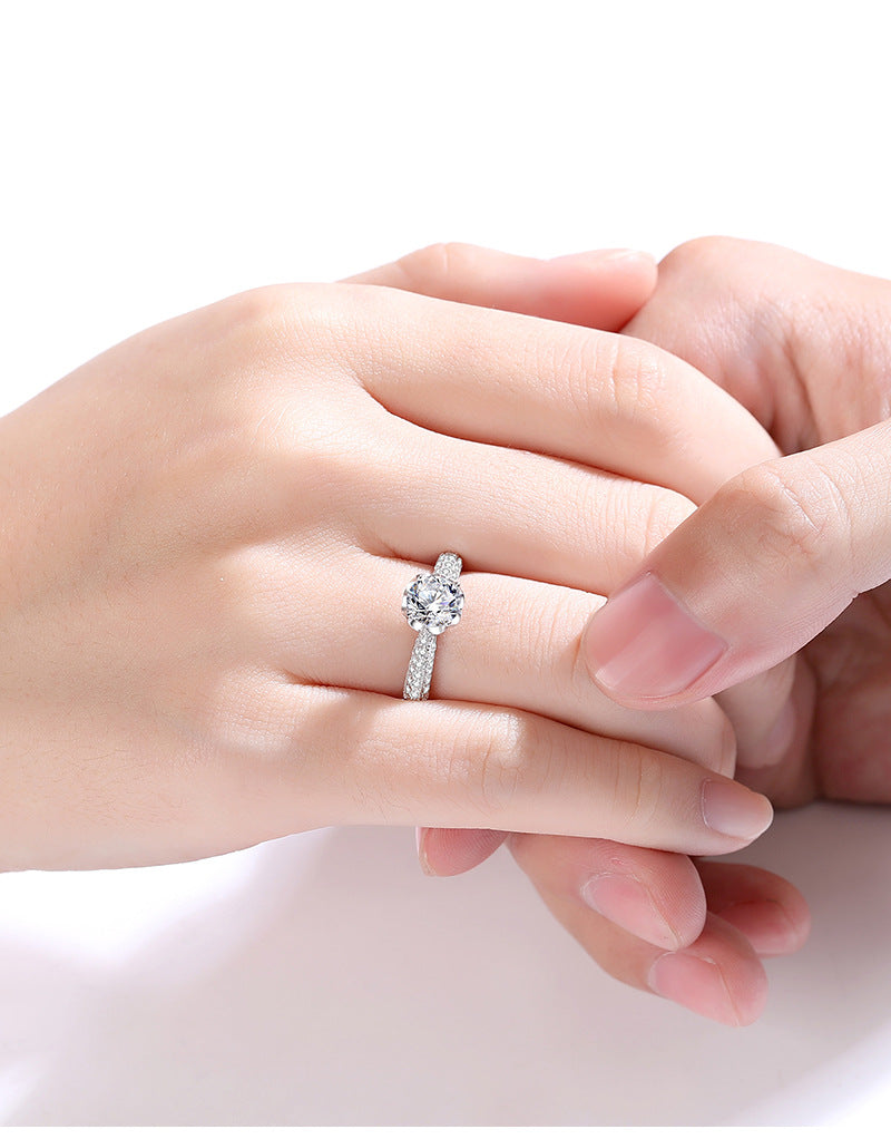 S925 sterling silver one carat moissanite ring