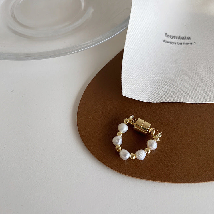 Natural freshwater pearl magnet ear bone clip earrings