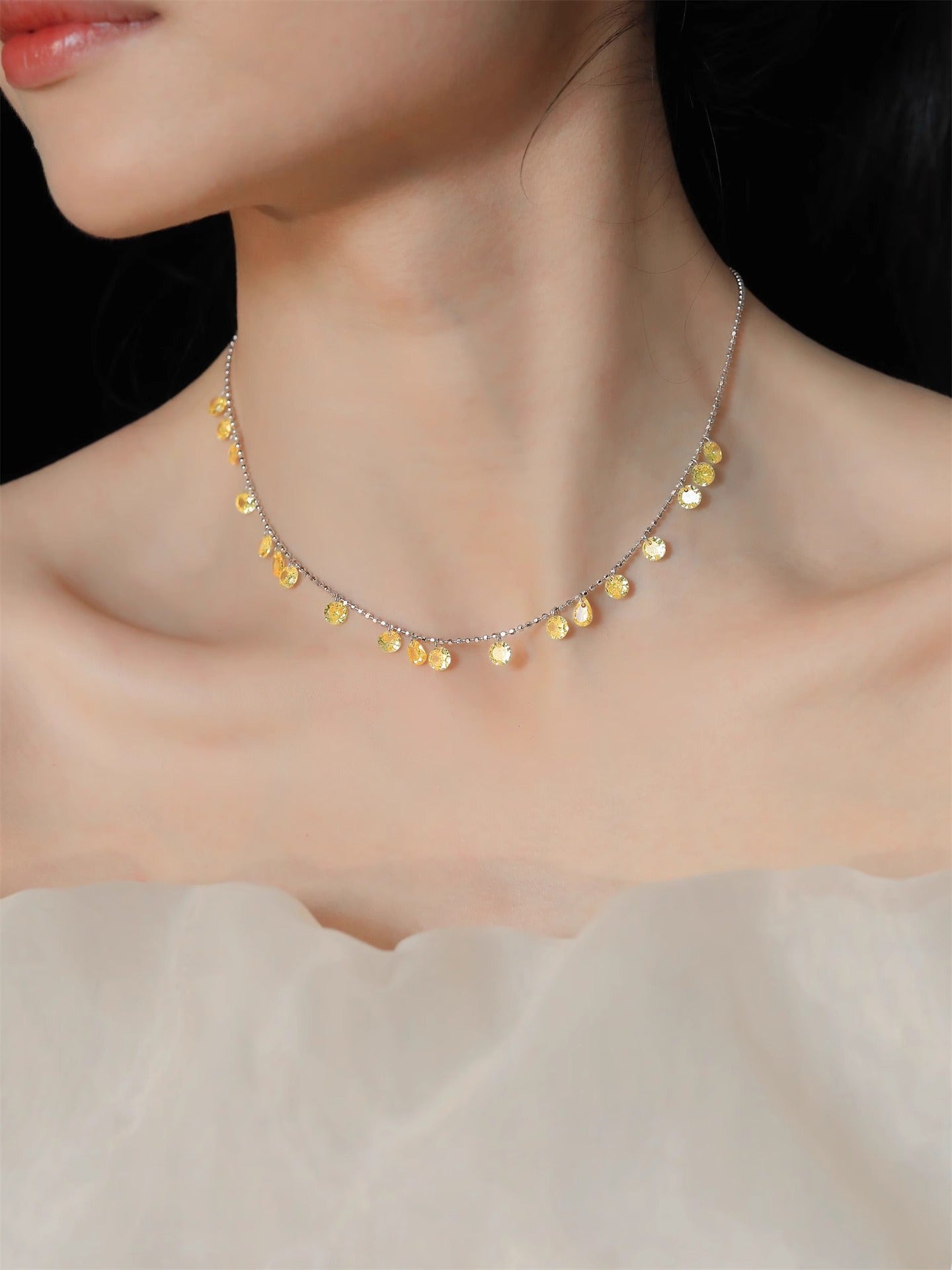 S925 sterling silver gypsophila necklace