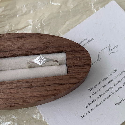 S925 sterling silver matte brushed eight-star flashing zirconium ring