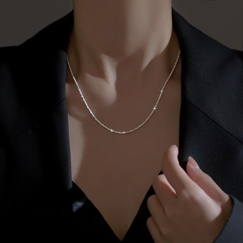 S925 sterling silver glitter moon OT buckle necklace
