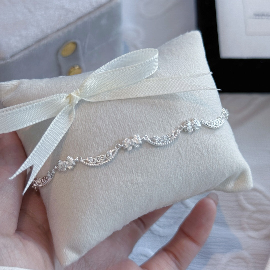 S925 sterling silver bow bracelet