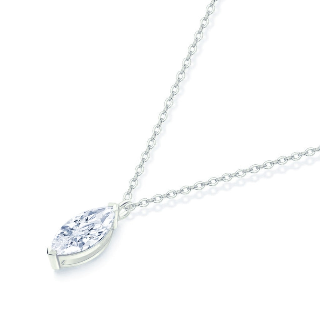 Sterling silver drops of love Mosan stone necklace one carat and two carats