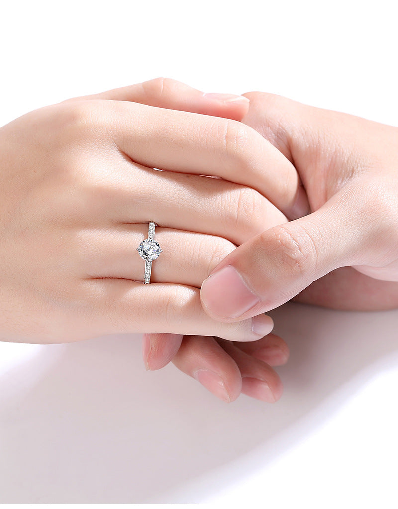 S925 sterling silver one carat moissanite ring