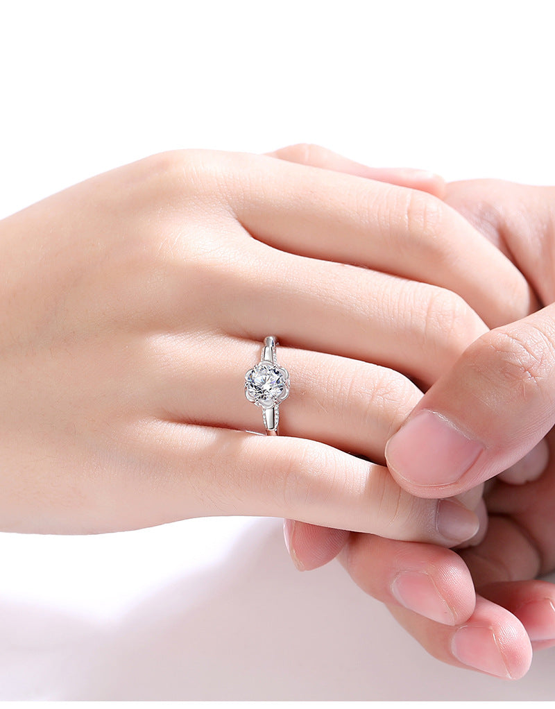 S925 sterling silver one carat moissanite ring