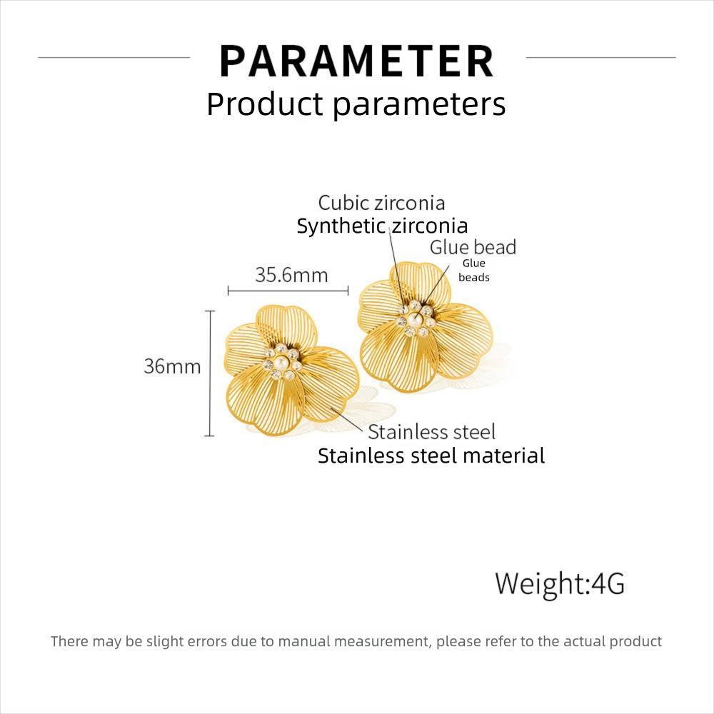 フラワーチタンスチールイヤリング