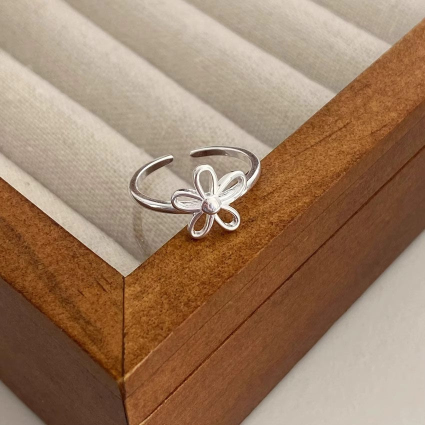 S925 sterling silver freshwater pearl flower ring