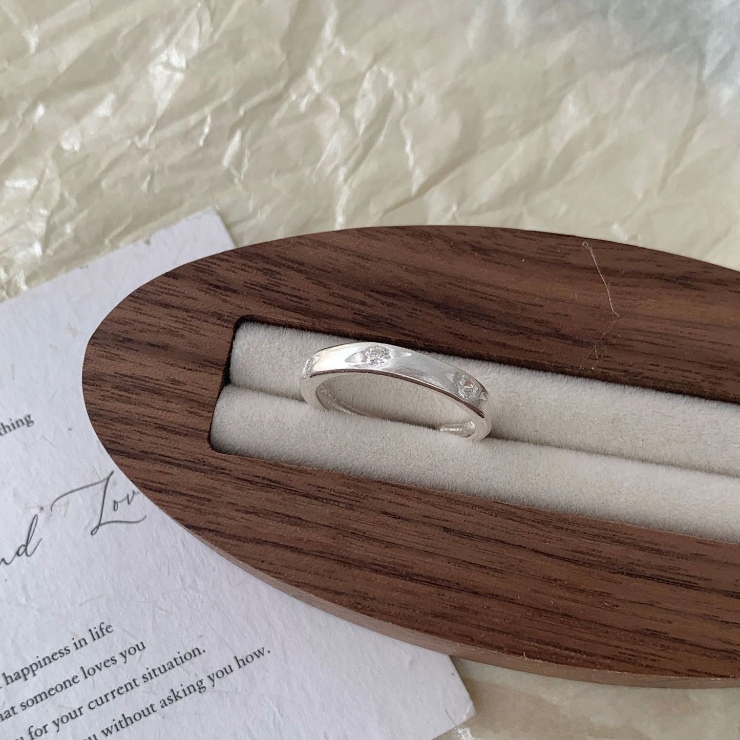 S925 sterling silver matte brushed eight-star flashing zirconium ring