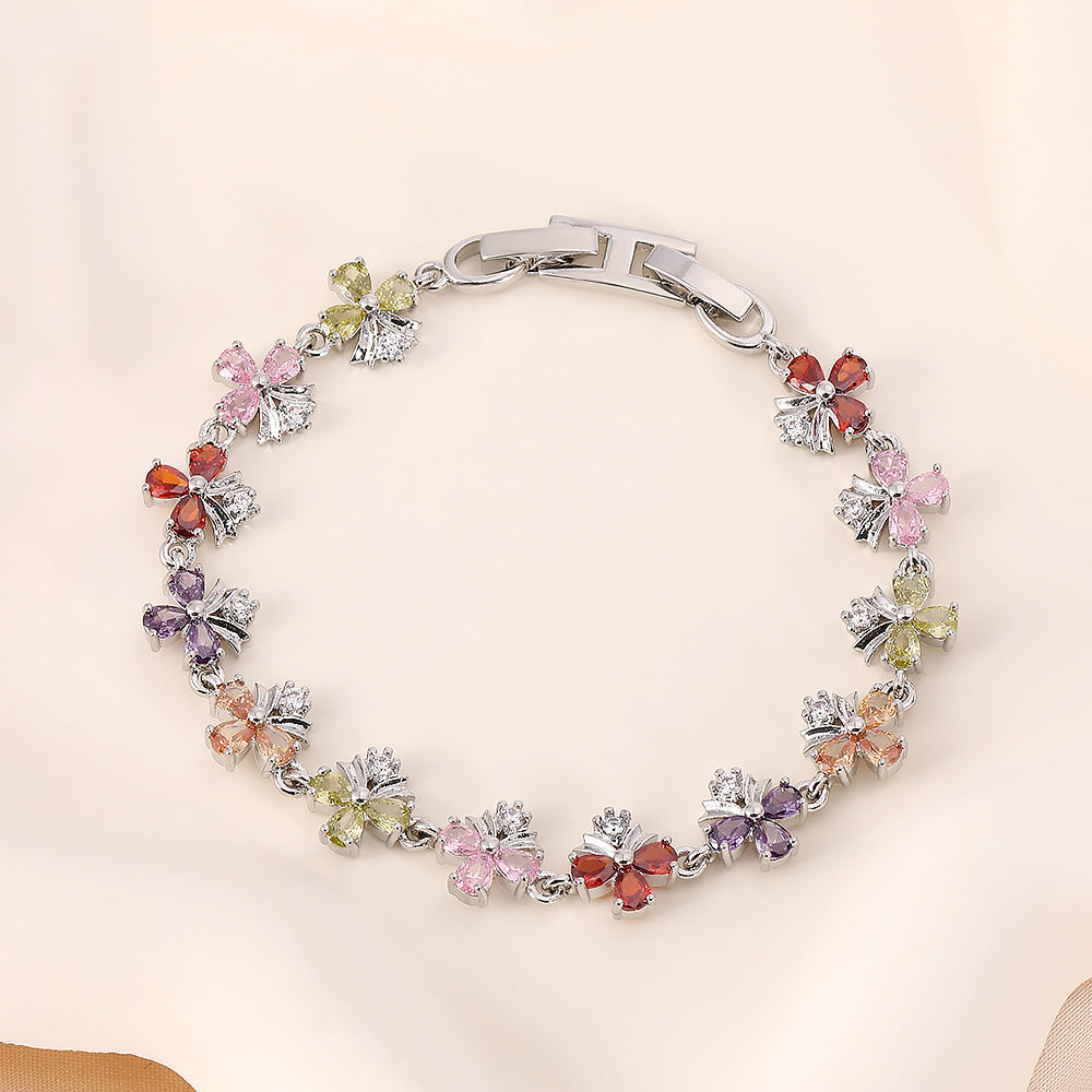 High quality zircon flower oval bracelet