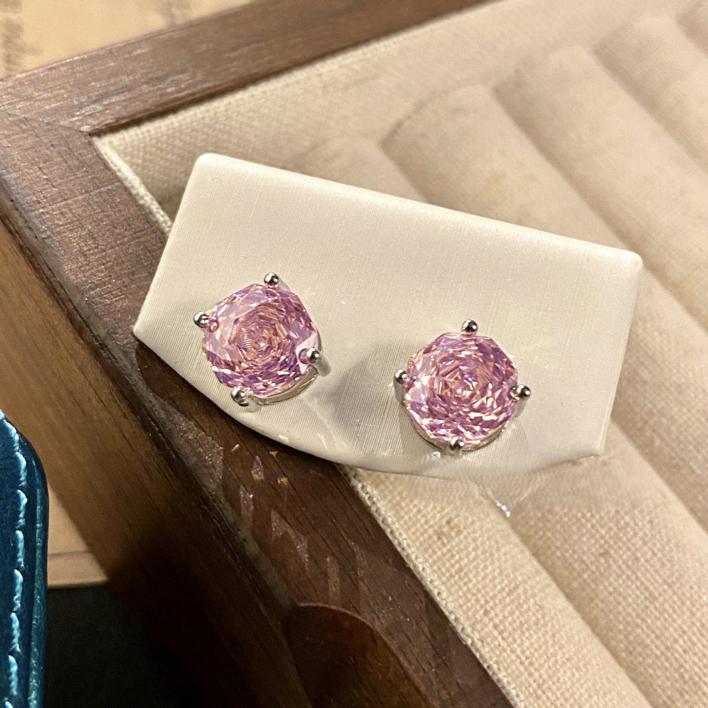 Rose blue high carbon diamond necklace ring earrings set