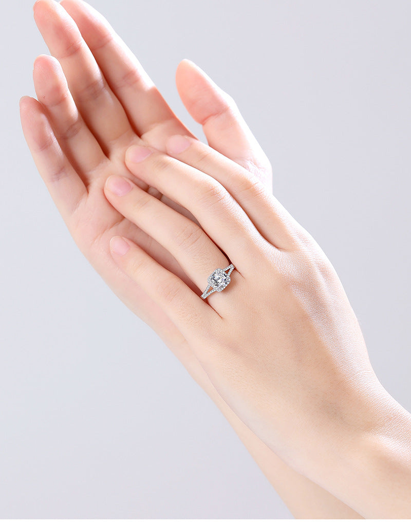 S925 sterling silver one carat moissanite ring