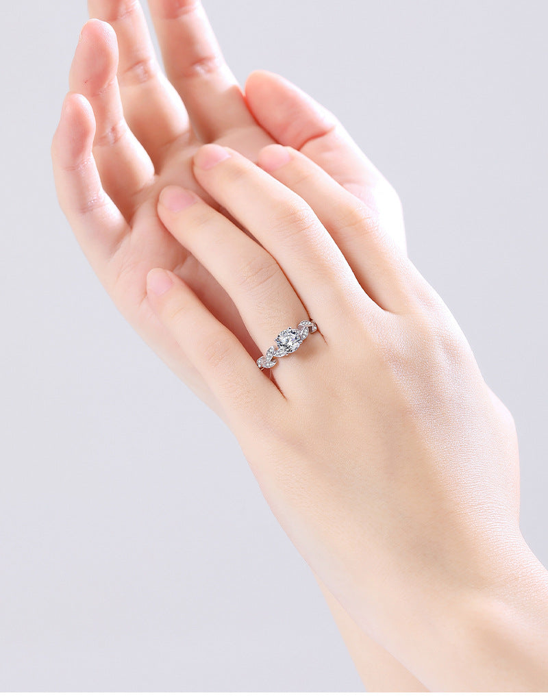 S925 sterling silver one carat moissanite ring