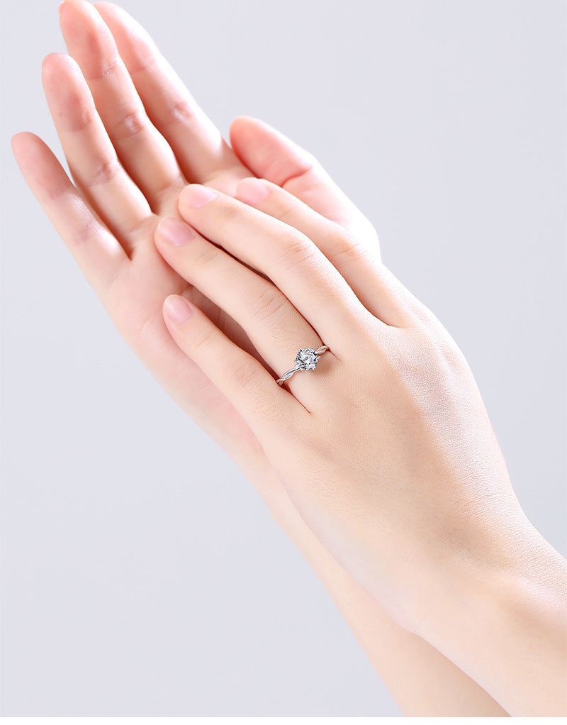 S925 sterling silver one carat moissanite ring