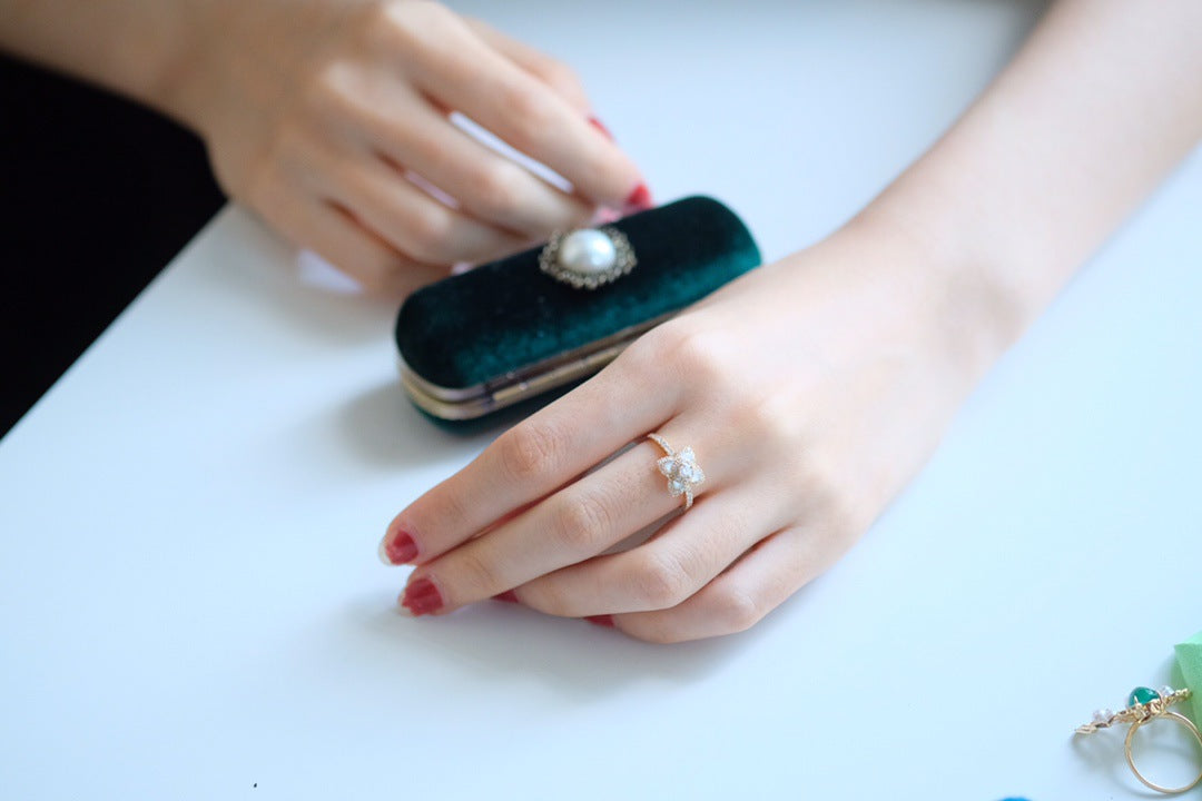 S925 sterling silver flower ring