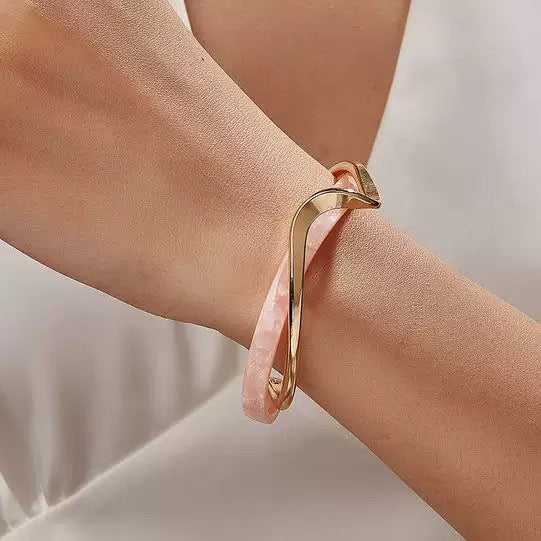 Real gold electroplated geometric bracelet