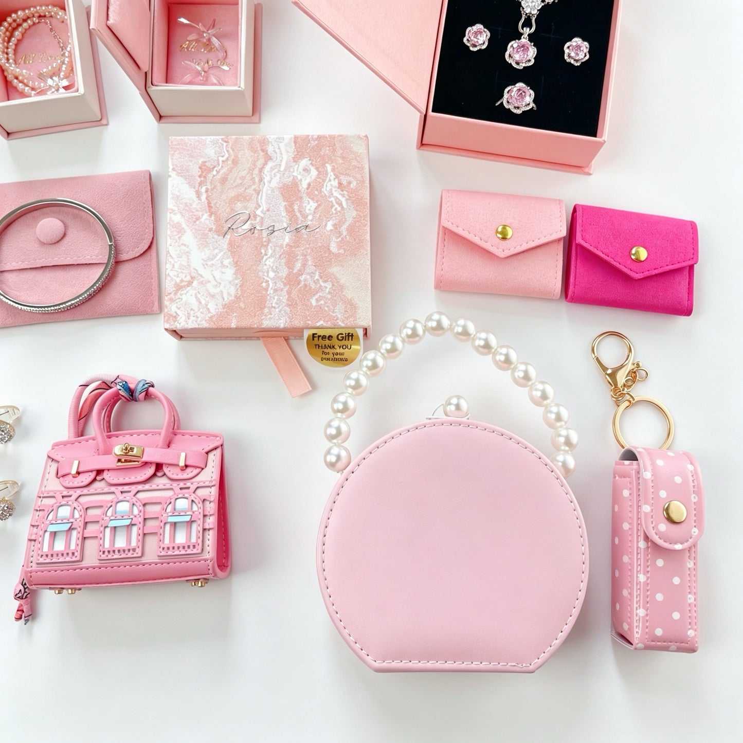 Pink Shell Zircon Jewelry Curated Set