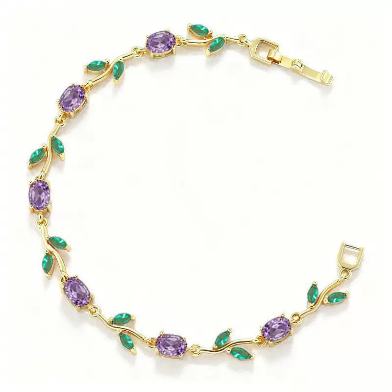 Colorful Cubic Zirconia Leaf & Petal Bracelet