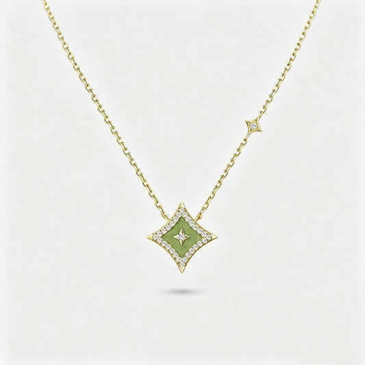 Rhombus Shell Four Pointed Star Zircon Necklace Bracelet Earrings