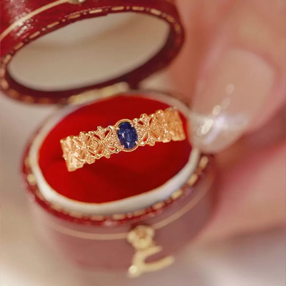 S925 sterling silver vintage sapphire ring