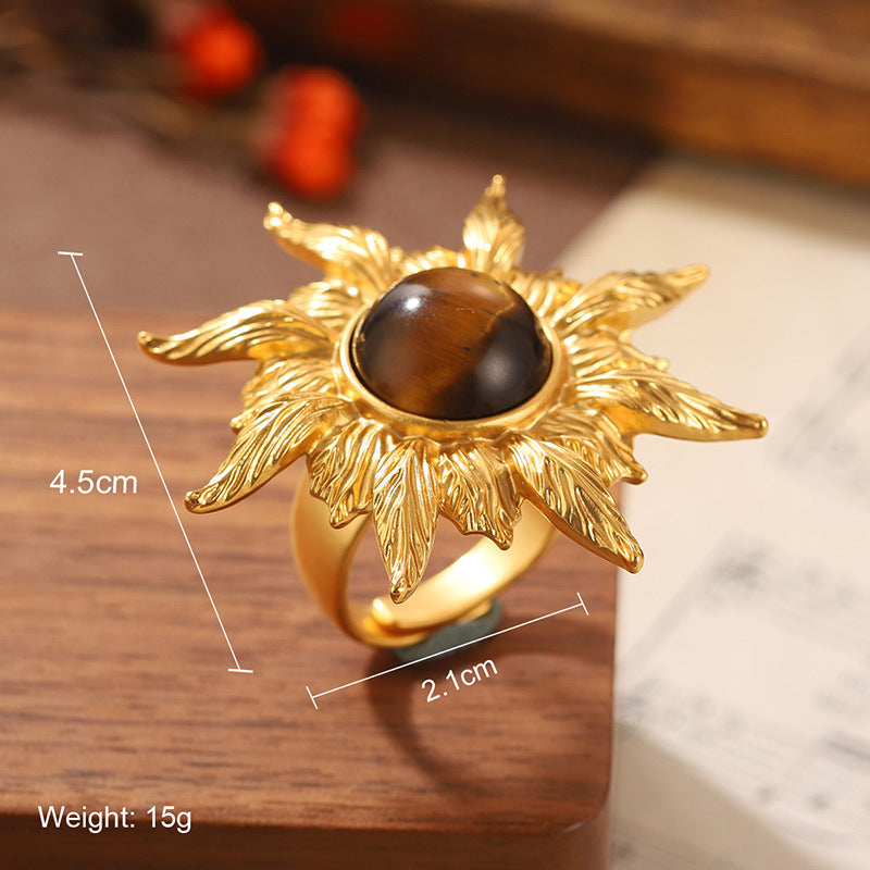 Natural stone geometric ring