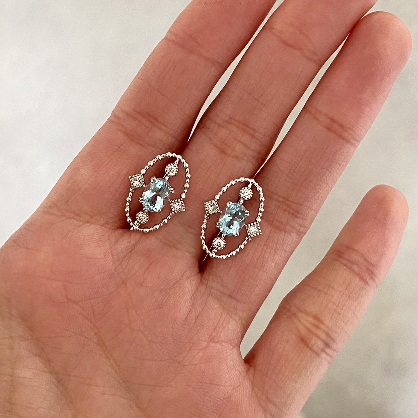 S925 sterling silver palaiba lace navy blue treasure Topaz ring stud earrings suit