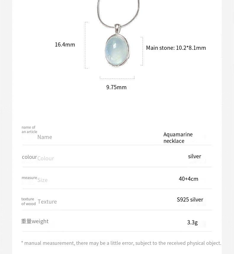 s925 sterling silver aquamarine necklace bracelet