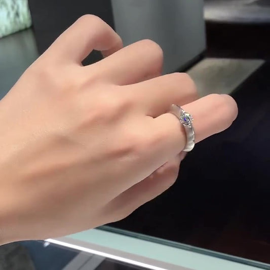 S925 sterling silver shining universe Star rotatable diamond ring