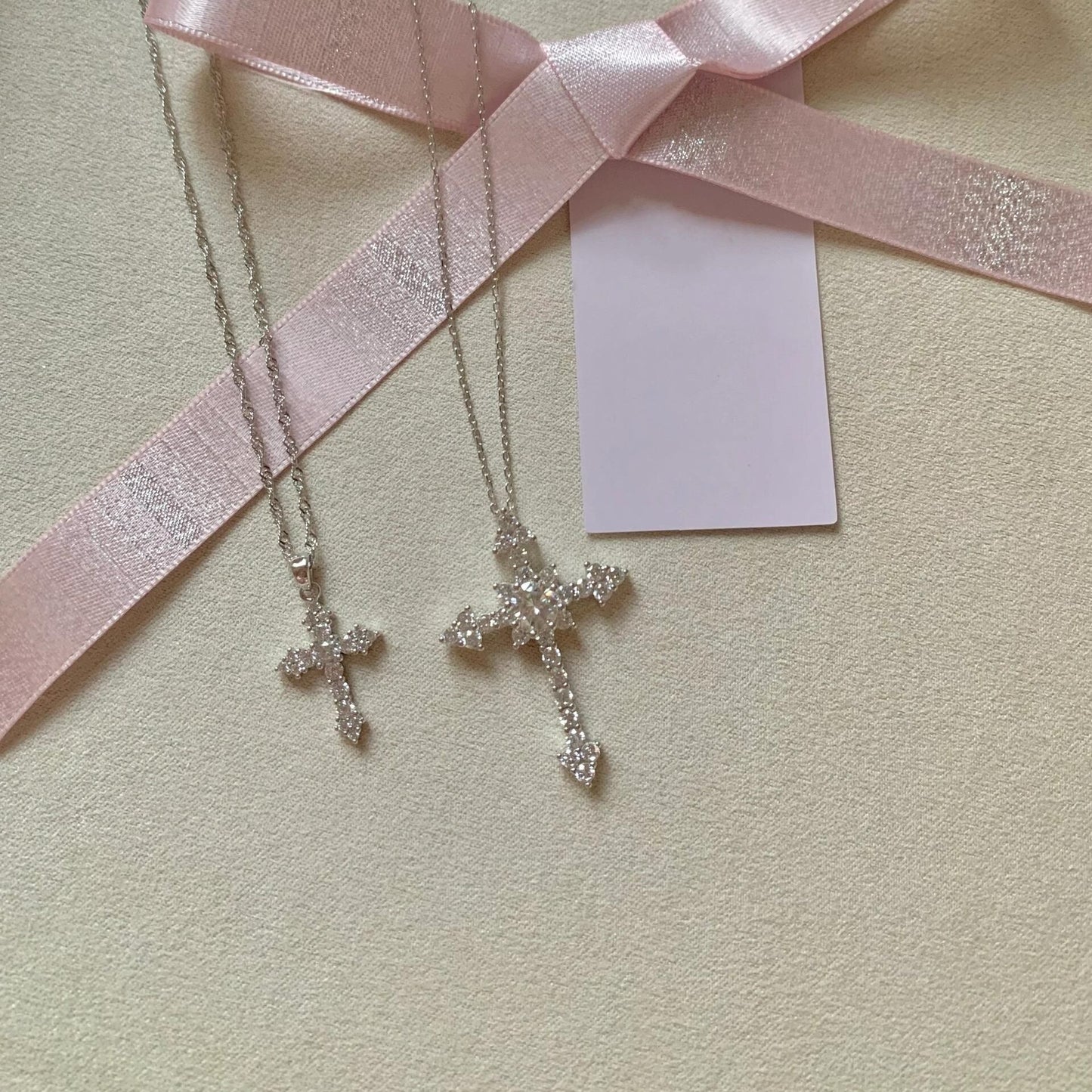 S925 Sterling Silver Meishen Cross Full Diamond Pendant Necklace