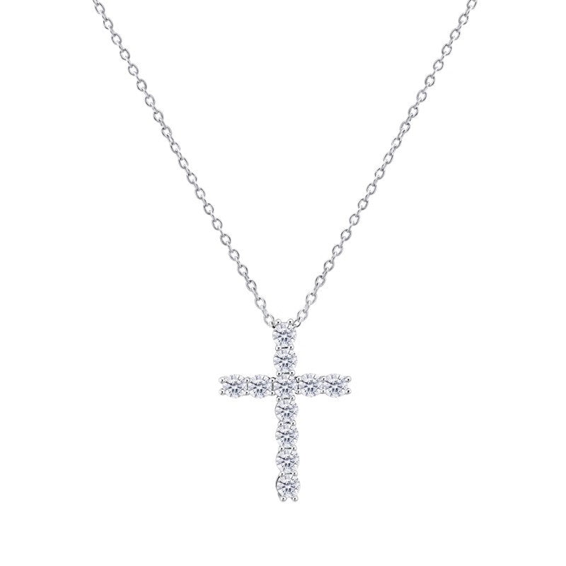 s925 sterling silver diamond cross necklace