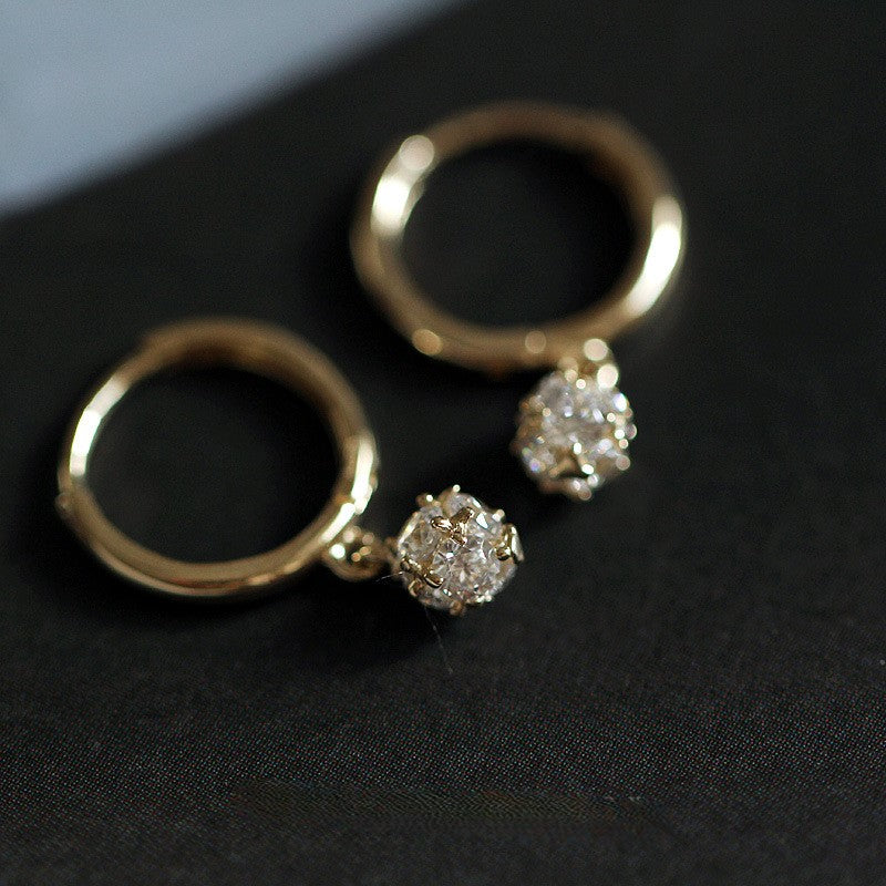 Shiny ball S925 silver plated 14K gold earrings