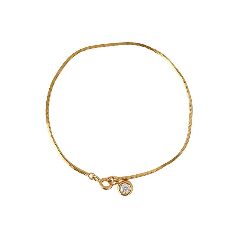 S925 Sterling Silver Bubble Small Round Diamond Snake Bone Bracelet