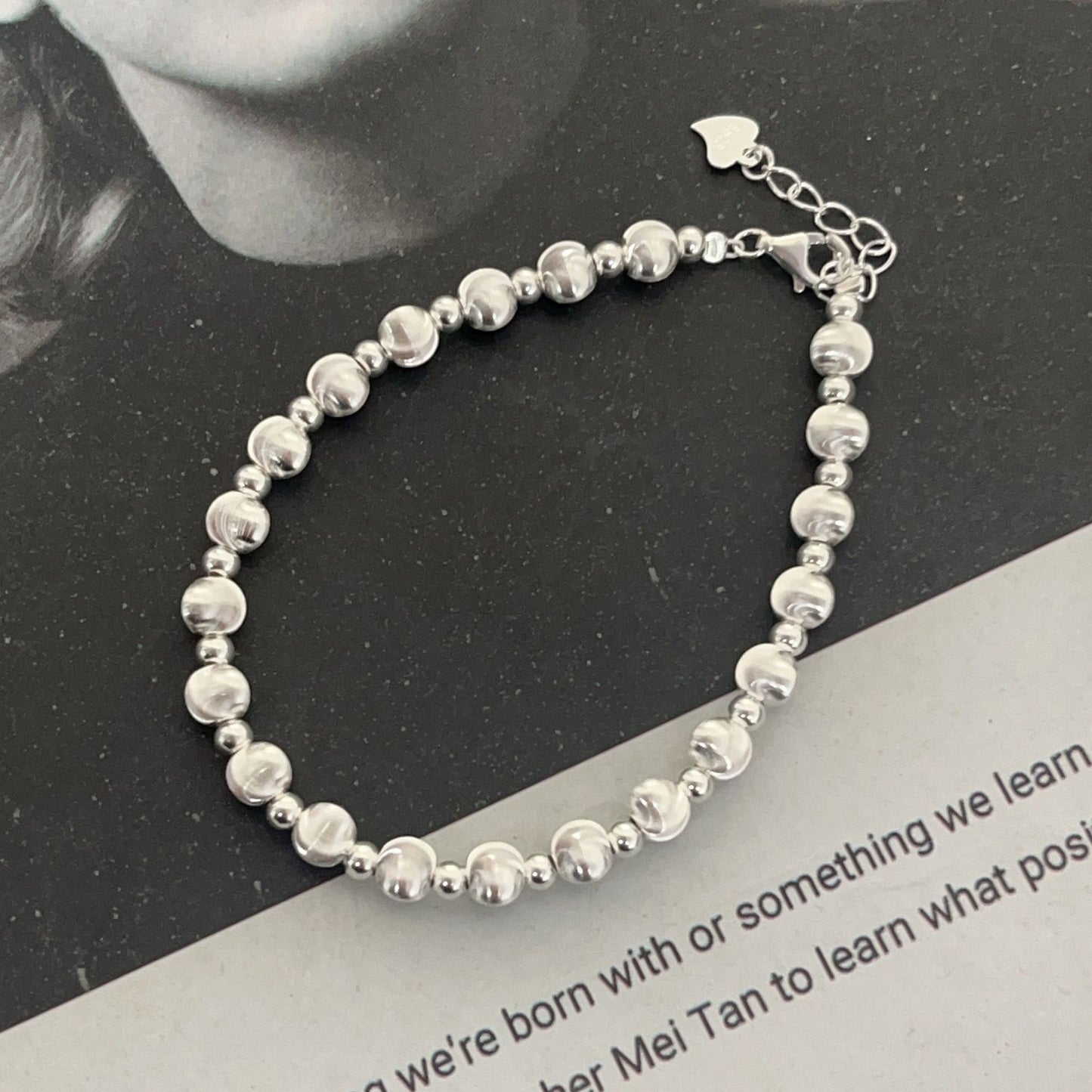 S925 sterling silver cat eye transfer bead bracelet