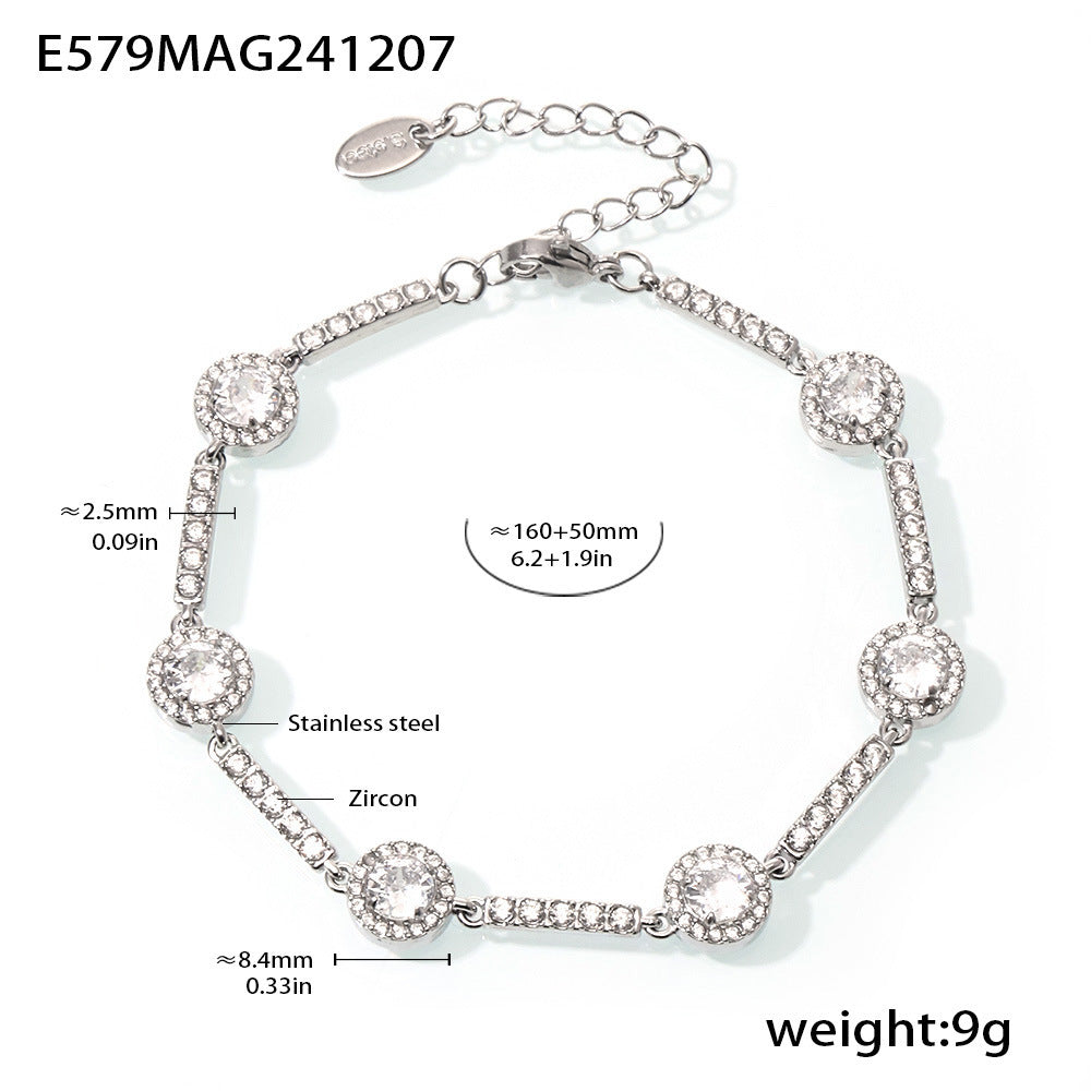 Stainless Steel Handmade Inlaid Super Flash Geometric Zircon Gestar Bracelet