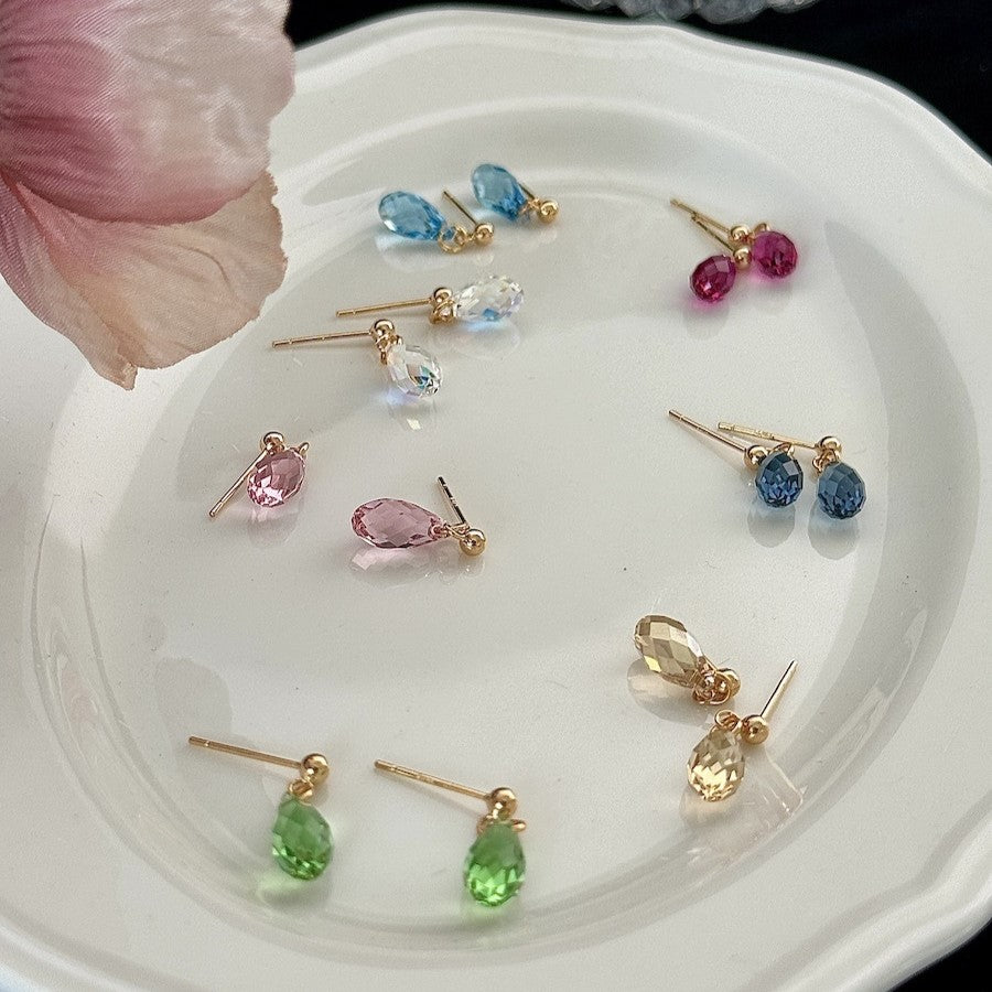 Hand-made Swarovski multicolor crystal earrings S925 silver needle