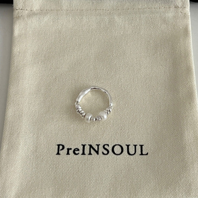 S925 Sterling Silver Freshwater Pearl Broken Silver Ring