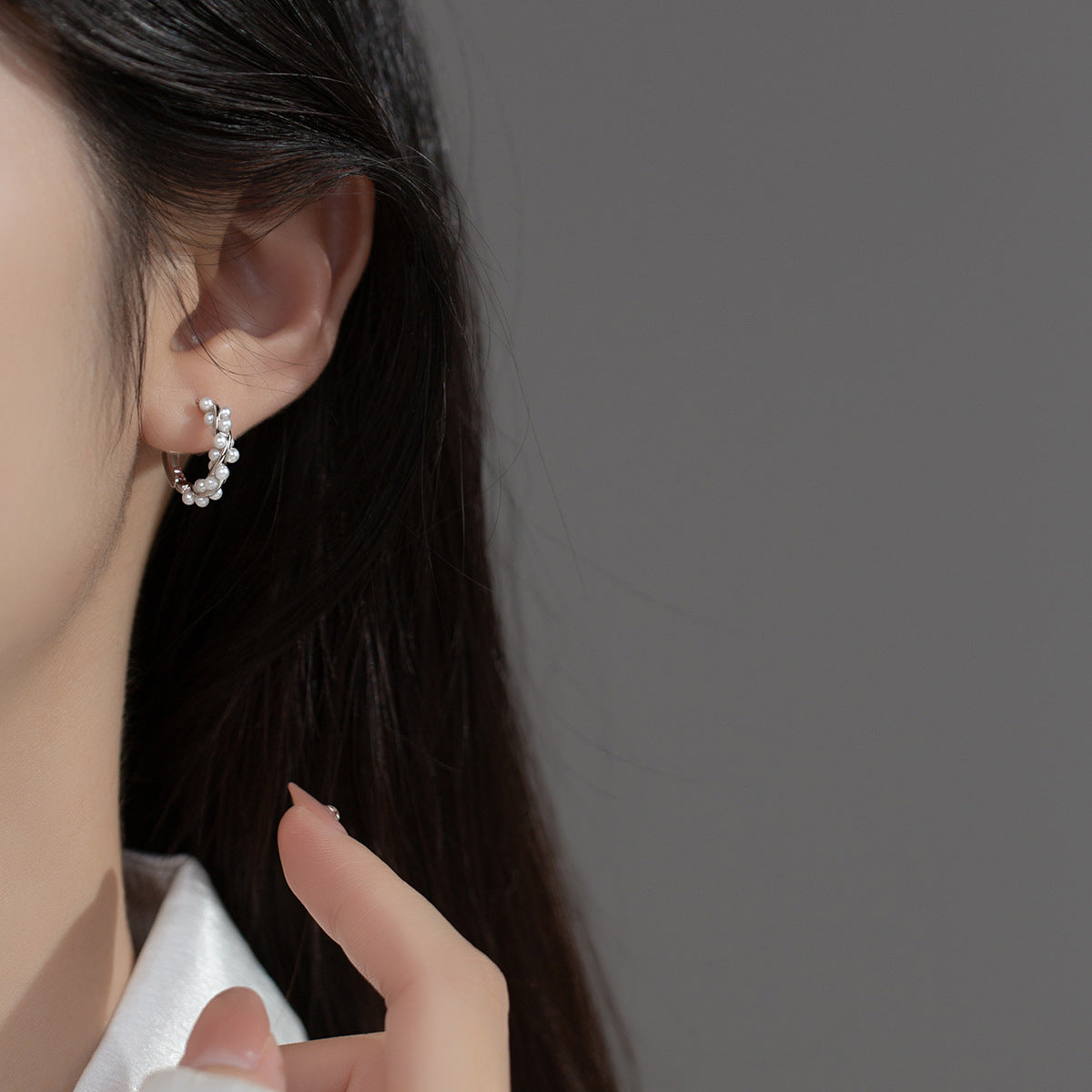 S925 pure silver twisted flower wreath bead earrings