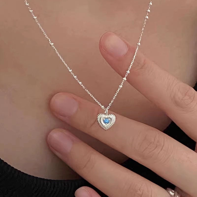 s925 sterling silver blue zircon vertical pattern lovely necklace