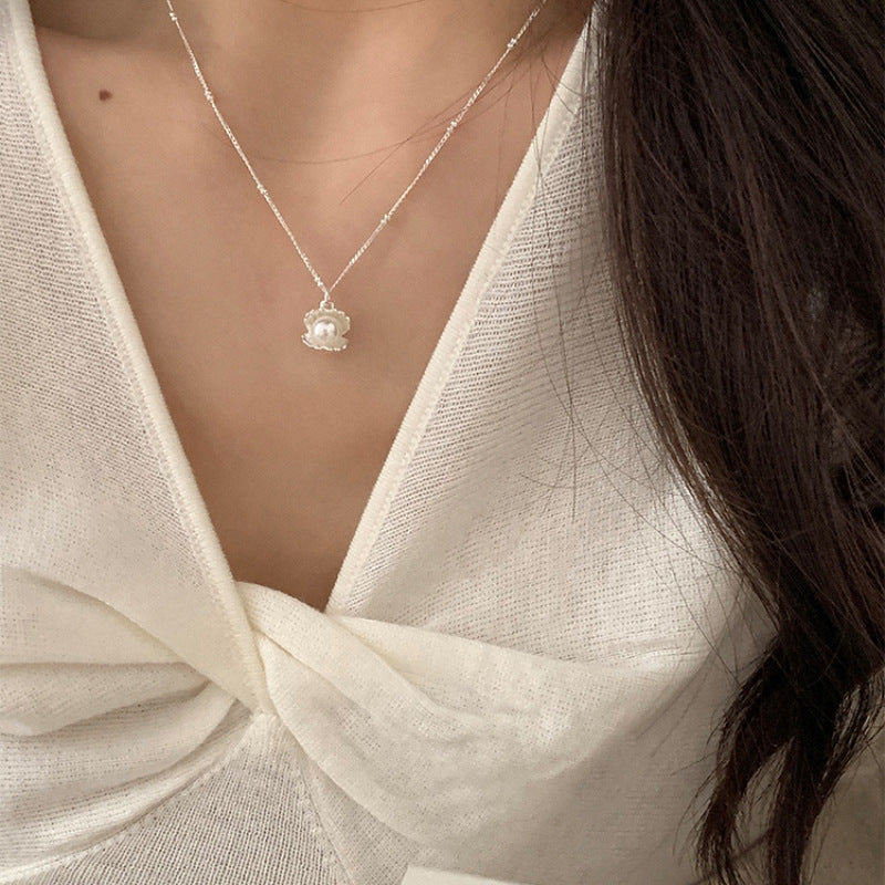 S925 Sterling Silver Shell Pearl Necklace\