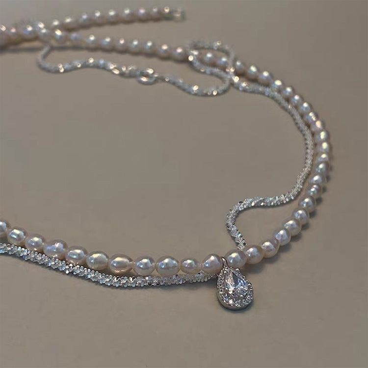 Water Drop Zircon Freshwater Pearl Necklace